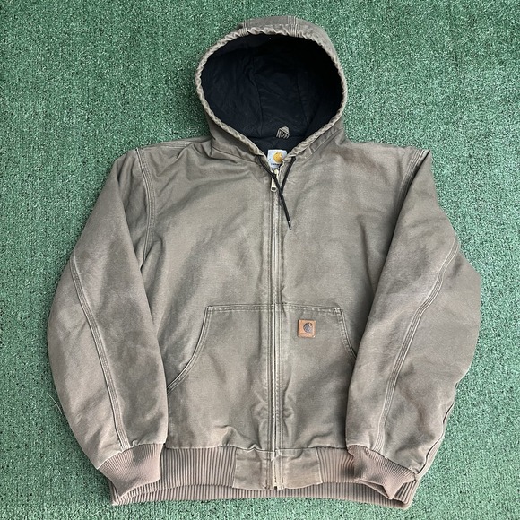 Carhartt Other - Carhartt Mens Sz XL J130 LBR Jacket Light Brown Quilt Lined Hooded Full Zip